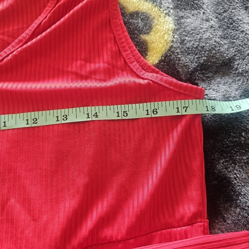 True Rock Red Ribbed Maxi Dress Size XXL | Sleeveless Stretch Knit Shorts Dress - Picture 7 of 10